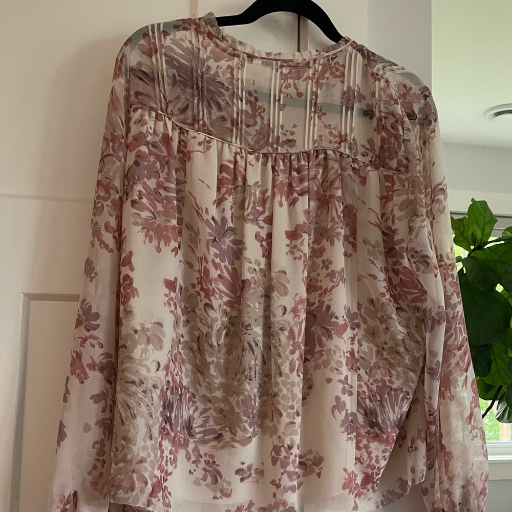 Wilfred Cream Pleated Long Sleeve Blouse